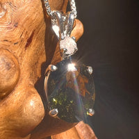 Moldavite & Phenakite Necklace Sterling #7701-Moldavite Life