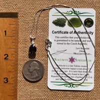 Moldavite & Phenakite Necklace Sterling #7701-Moldavite Life