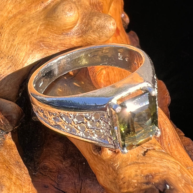 Moldavite Ring Sterling Silver Faceted #6113