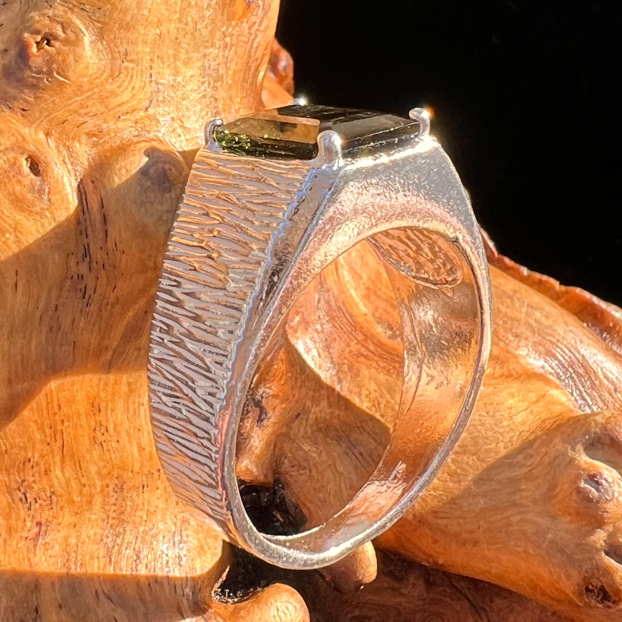 Moldavite Ring Sterling Silver Faceted #6114