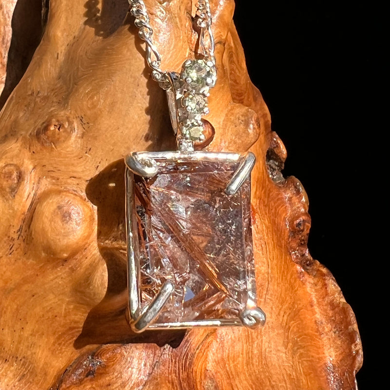 Moldavite & Rutile Quartz Pendant Sterling Silver #6767-Moldavite Life