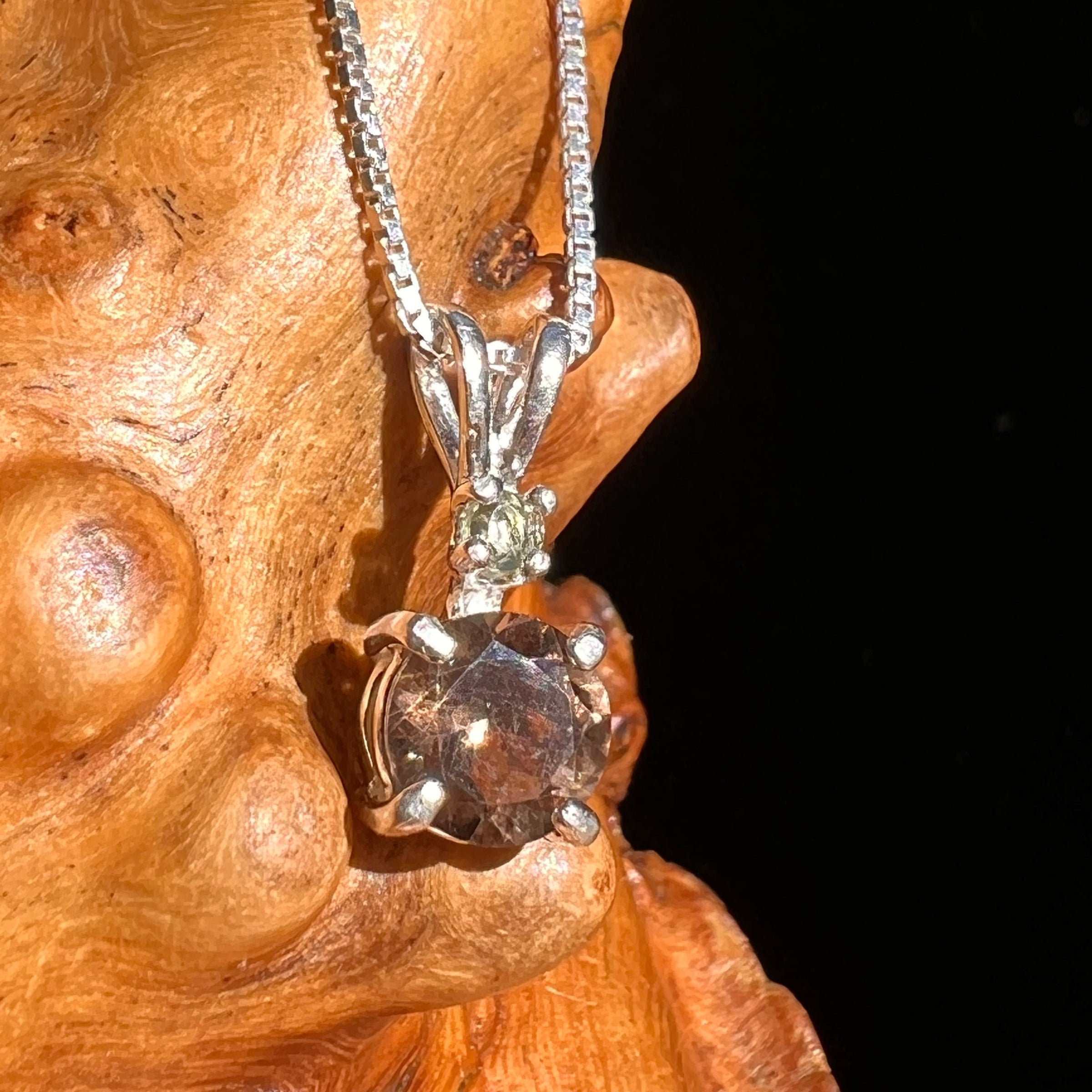 Moldavite & Smokey Quartz Necklace Sterling #6724-Moldavite Life