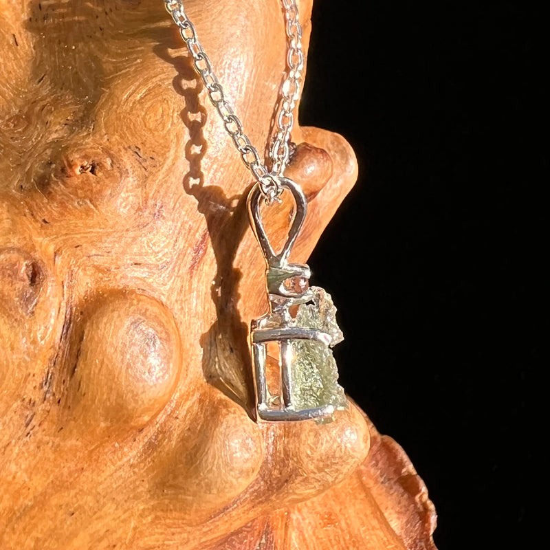 Moldavite & Smokey Quartz Necklace Sterling #7284-Moldavite Life