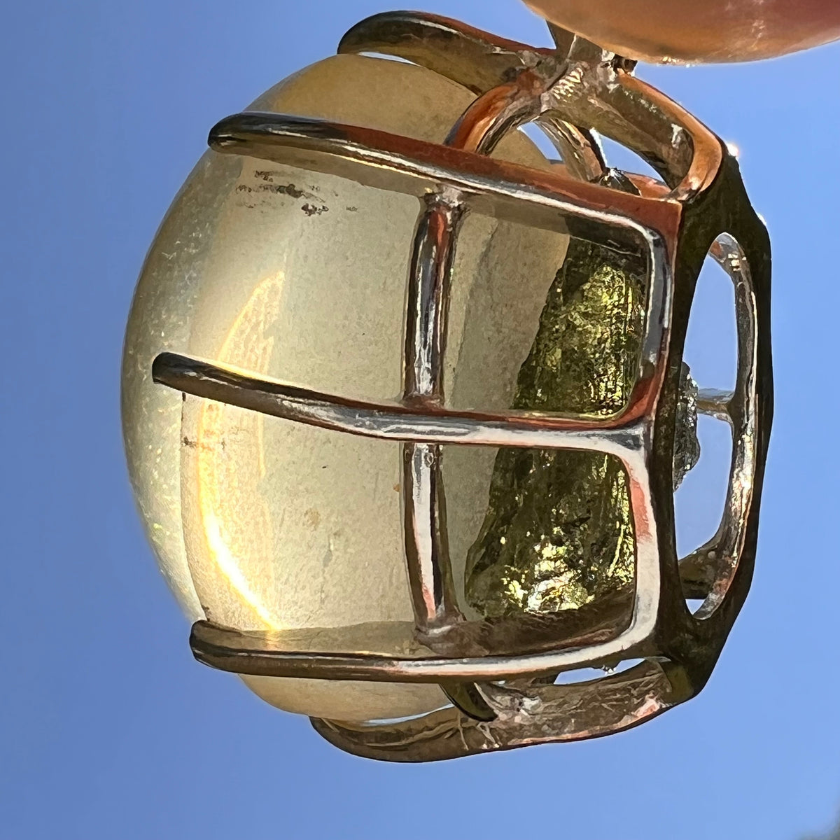 Moldavite & Star Citrine Pendant Sterling Silver "Hidden Gem" #8883-Moldavite Life