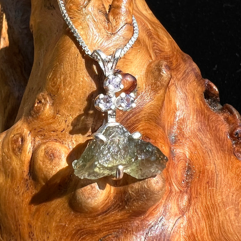 Moldavite & Tanzanite Necklace Sterling Silver #7876-Moldavite Life