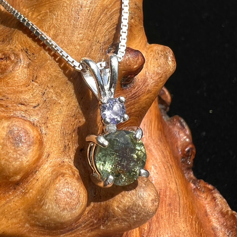 Moldavite & Tanzanite Necklace Sterling Silver #7877-Moldavite Life