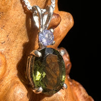 Moldavite & Tanzanite Necklace Sterling Silver #7878-Moldavite Life