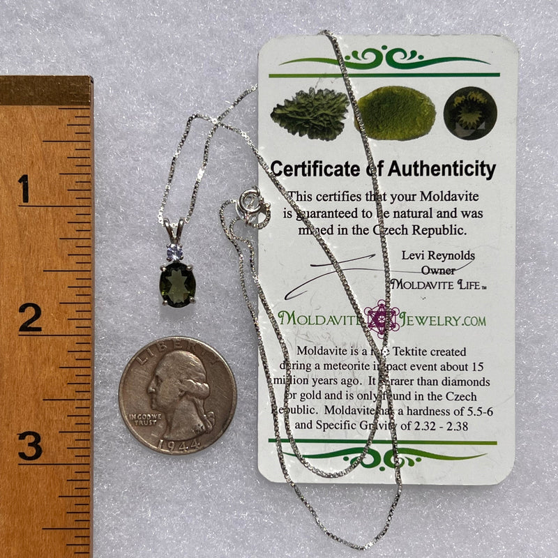 Moldavite & Tanzanite Necklace Sterling Silver #7878-Moldavite Life