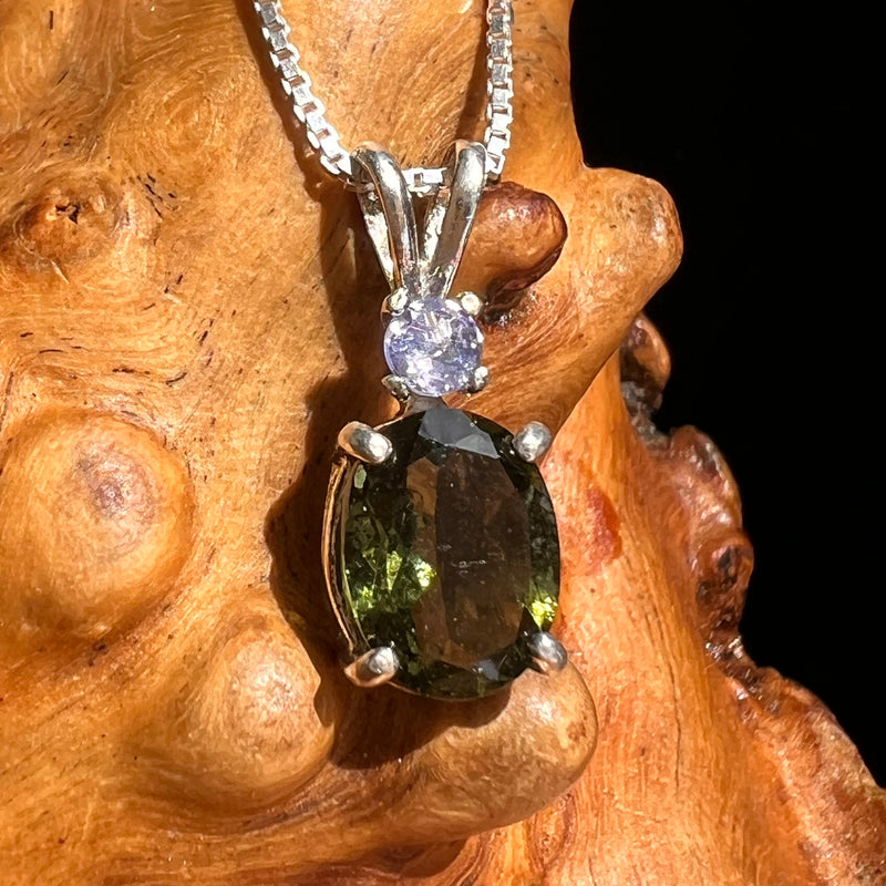 Moldavite & Tanzanite Necklace Sterling Silver #7878-Moldavite Life