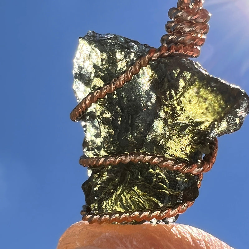 Moldavite Wire Wrapped Pendant 14k GF #5746-Moldavite Life