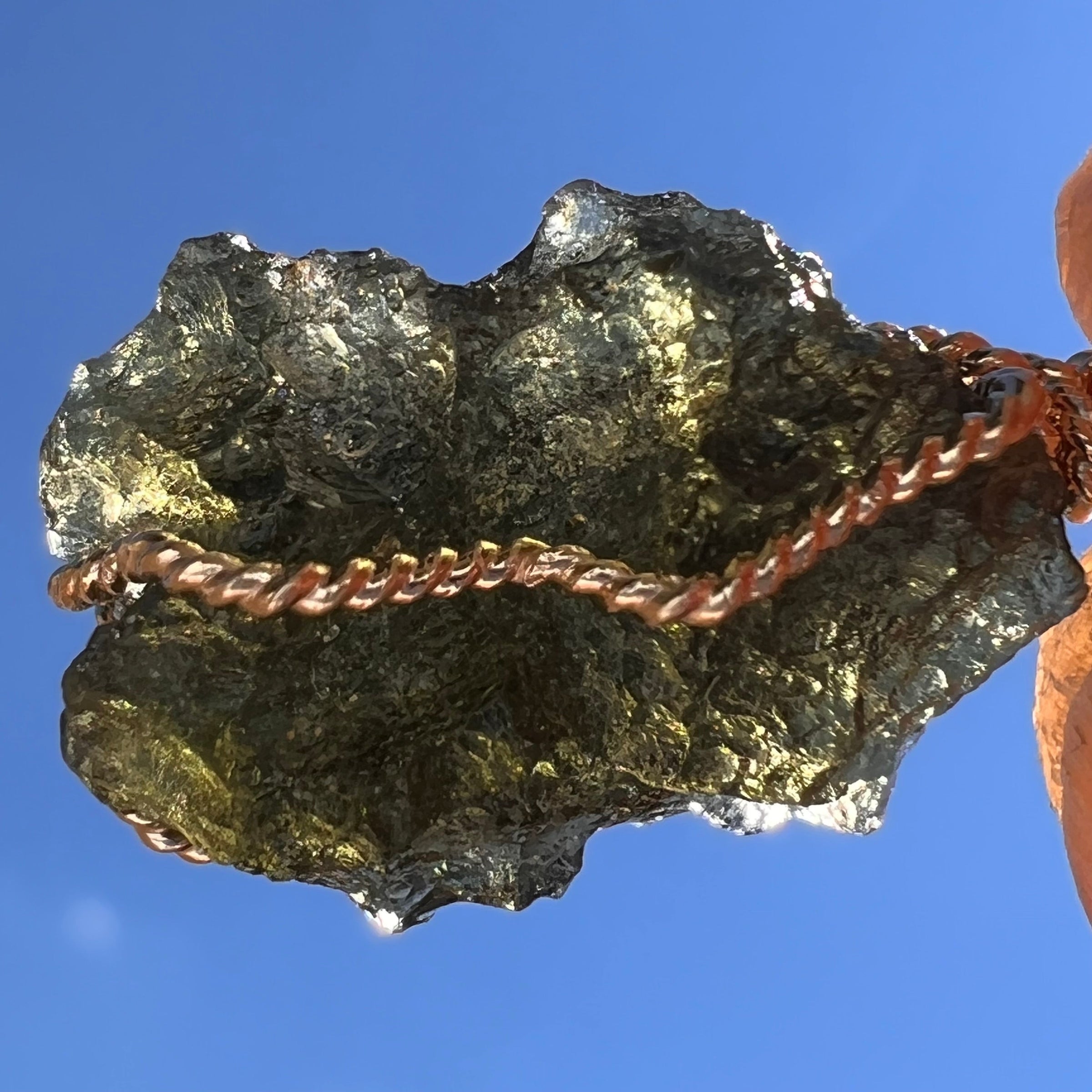 Moldavite Wire Wrapped Pendant 14k GF #5750-Moldavite Life