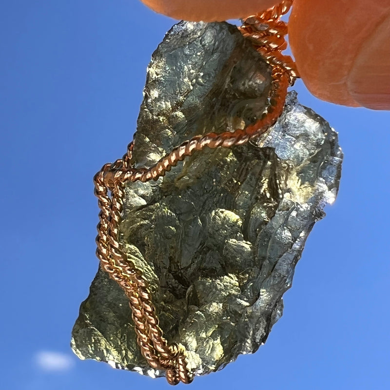 Moldavite Wire Wrapped Pendant 14k GF #5751-Moldavite Life
