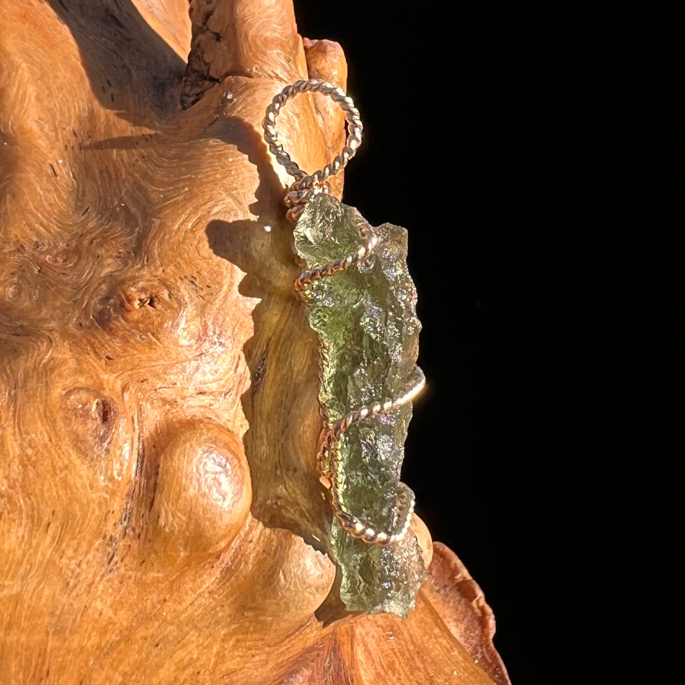 Moldavite Wire Wrapped Pendant 14k GF #8179-Moldavite Life
