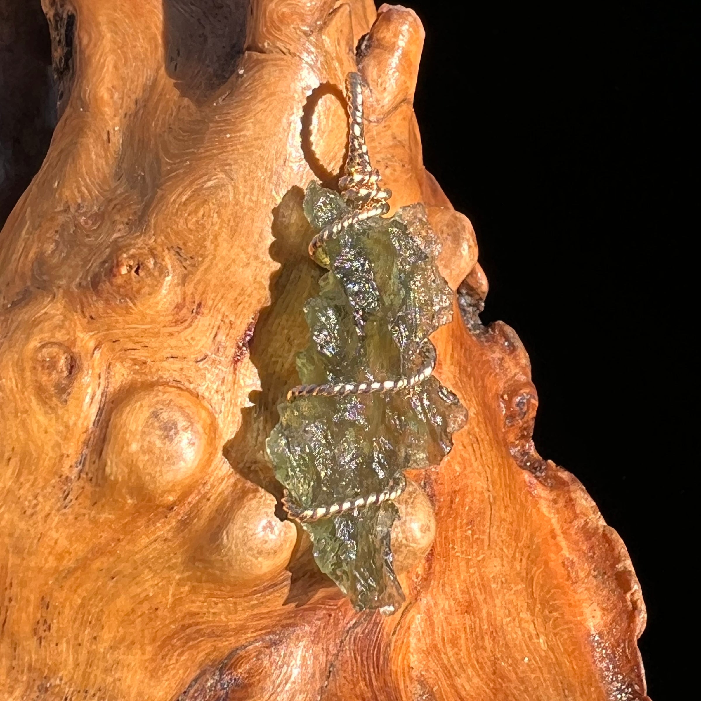 Moldavite Wire Wrapped Pendant 14k GF #8179-Moldavite Life