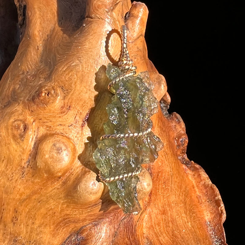 Moldavite Wire Wrapped Pendant 14k GF #8179-Moldavite Life