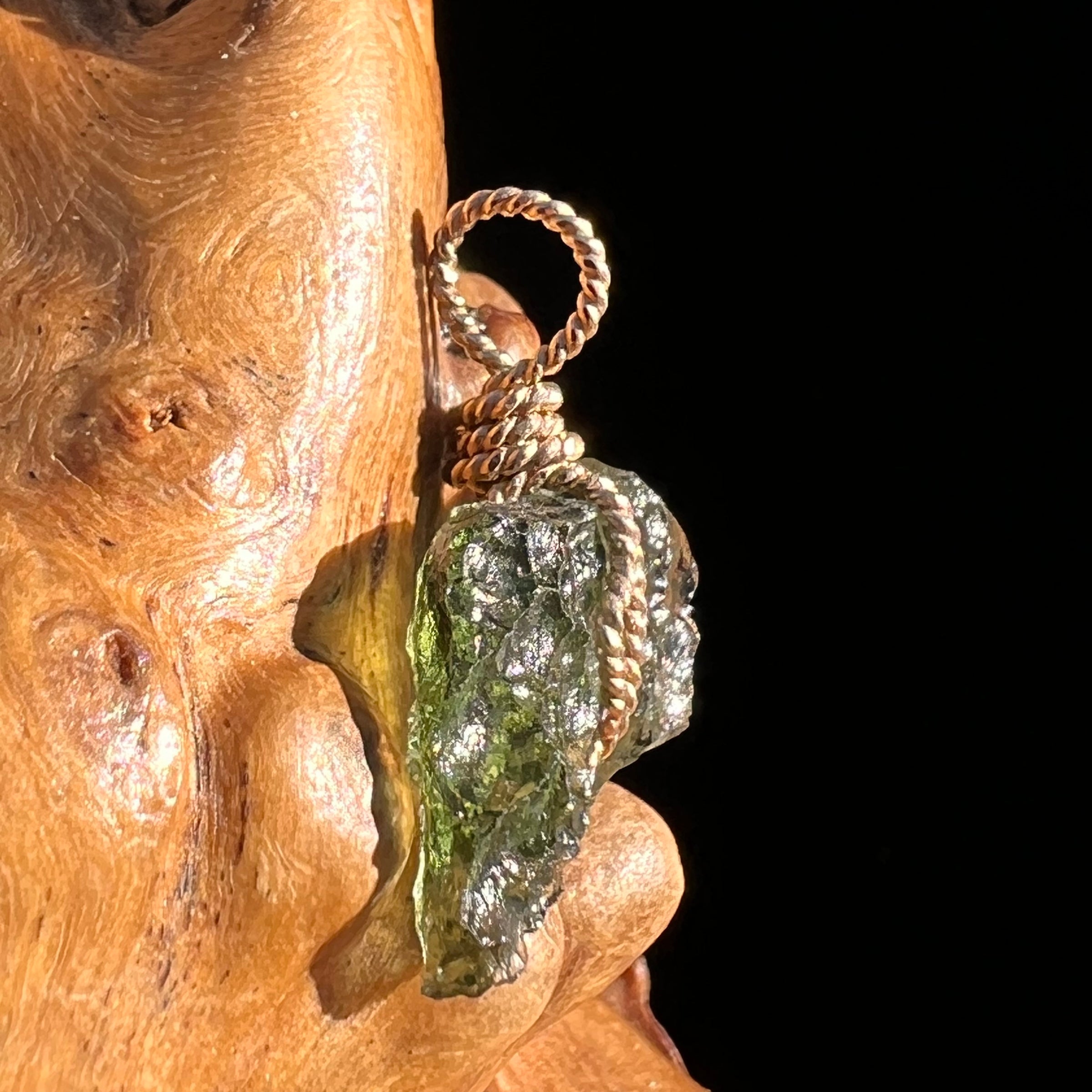 Moldavite Wire Wrapped Pendant 14k GF #8180-Moldavite Life