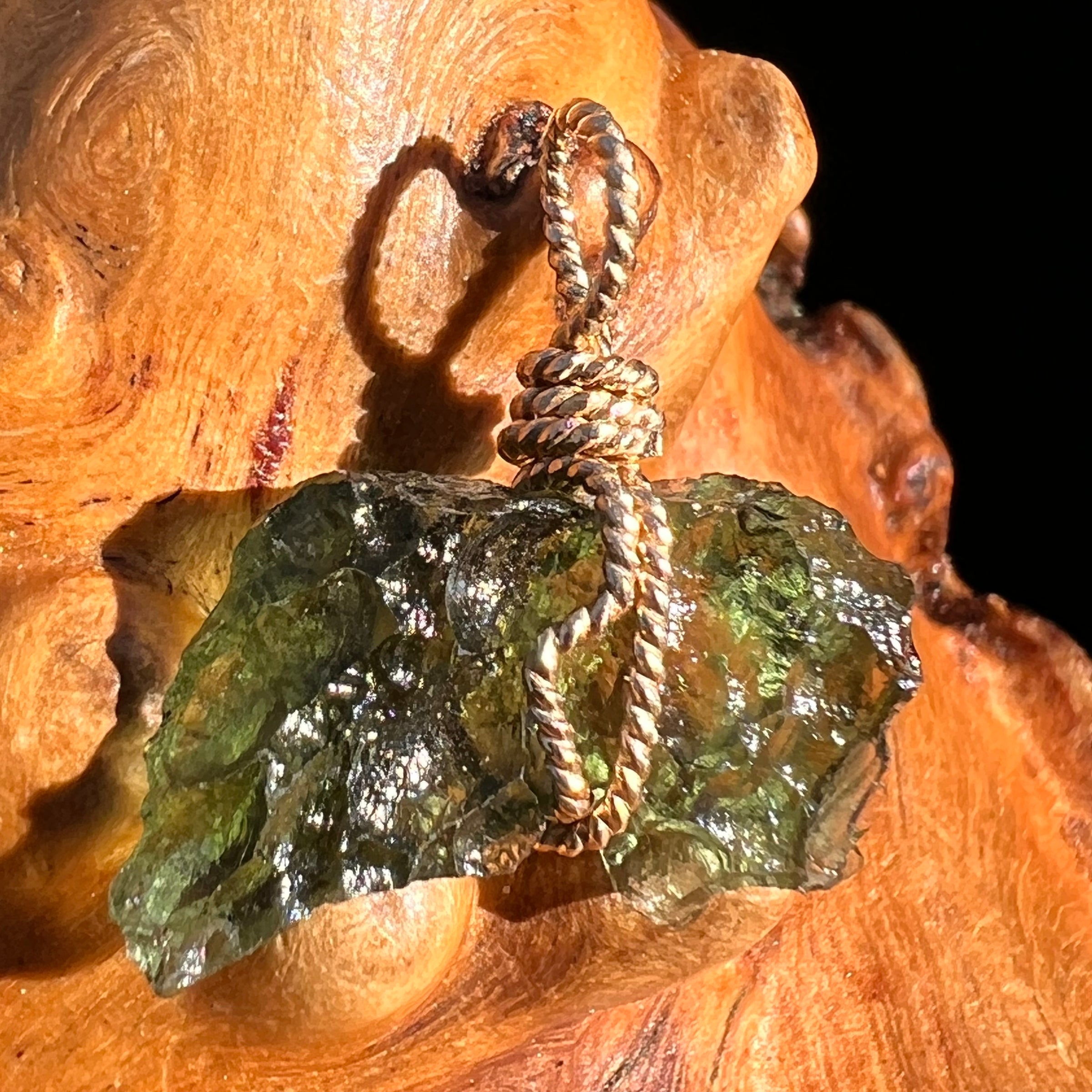 Moldavite Wire Wrapped Pendant 14k GF #8180-Moldavite Life