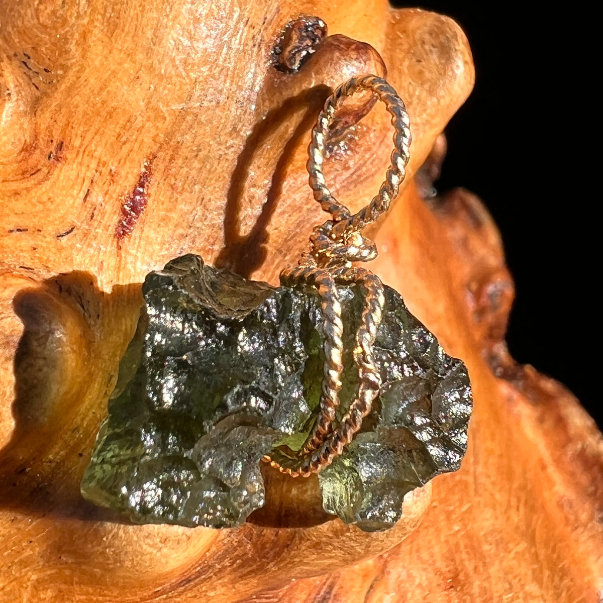 Moldavite Wire Wrapped Pendant 14k GF #8181-Moldavite Life