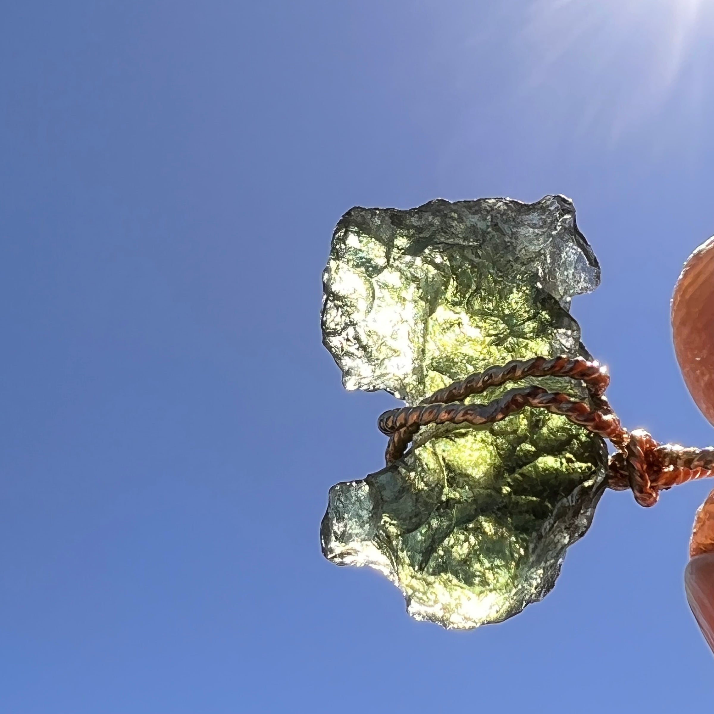 Moldavite Wire Wrapped Pendant 14k GF #8181-Moldavite Life