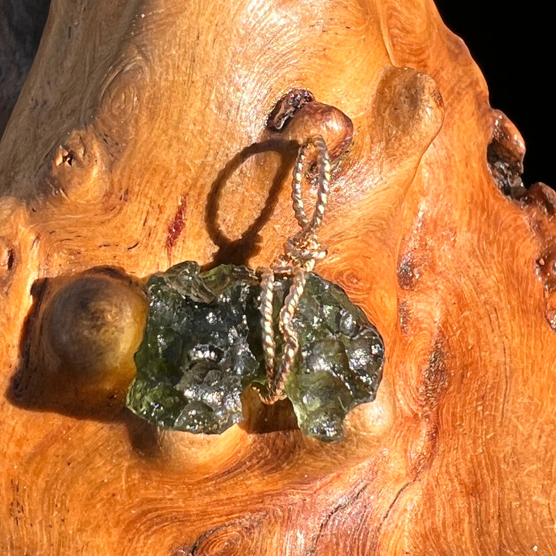 Moldavite Wire Wrapped Pendant 14k GF #8181-Moldavite Life