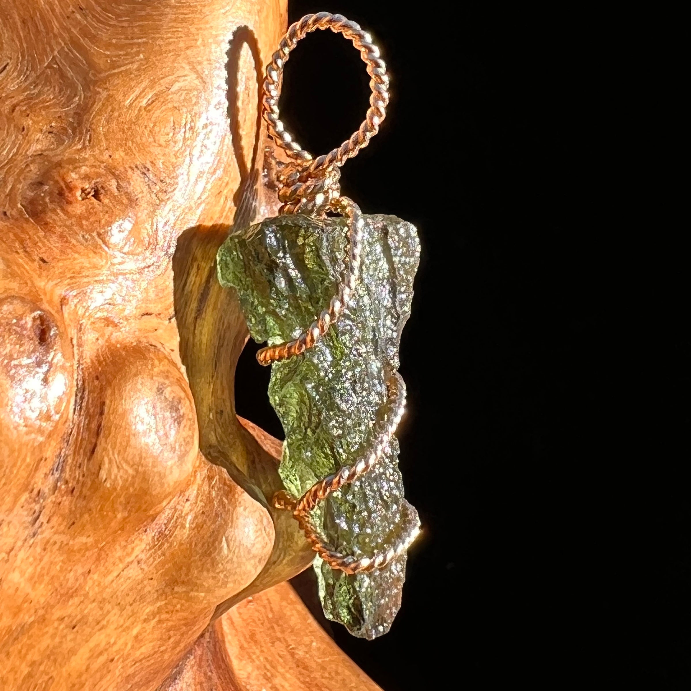 Moldavite Wire Wrapped Pendant 14k GF #8182-Moldavite Life