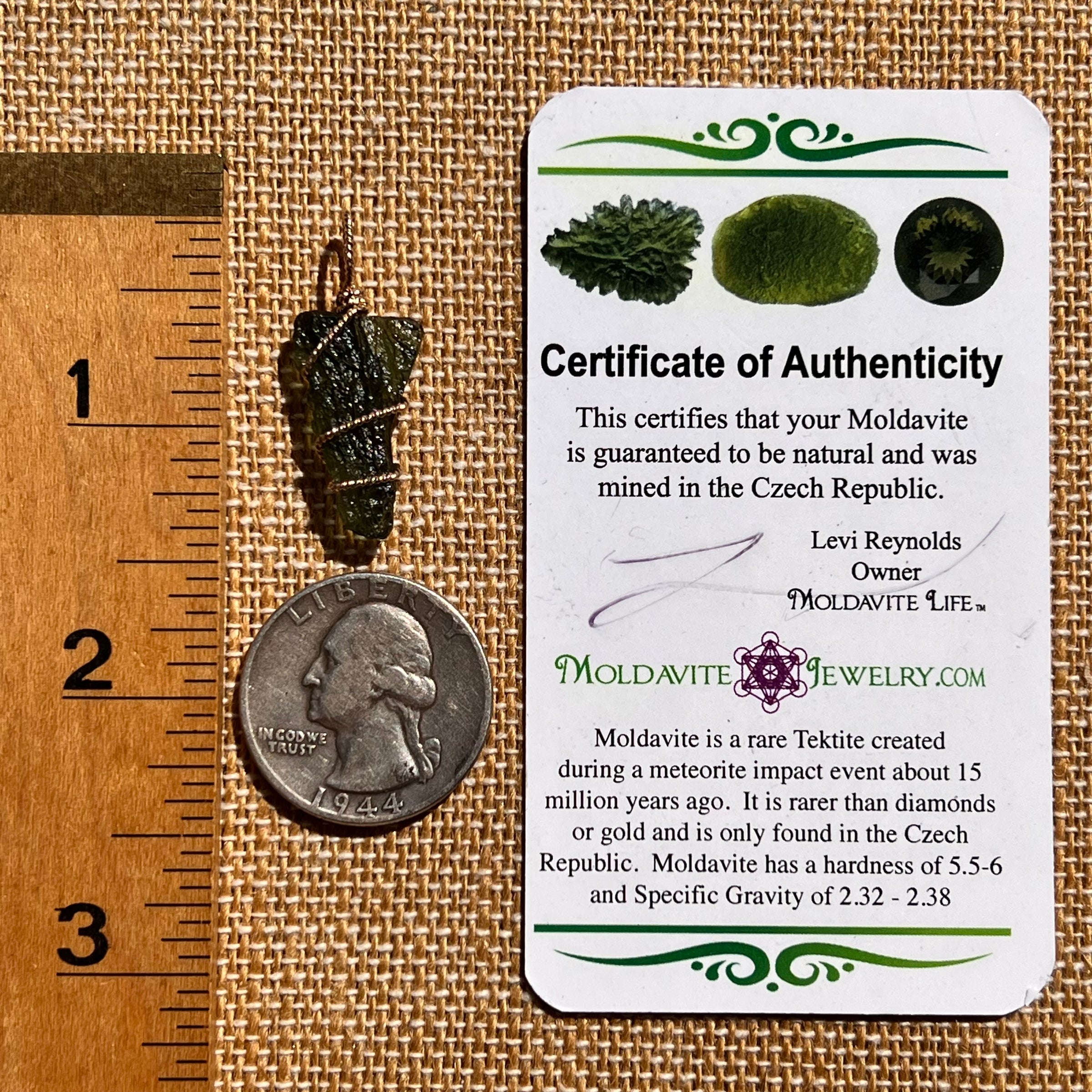 Moldavite Wire Wrapped Pendant 14k GF #8182-Moldavite Life