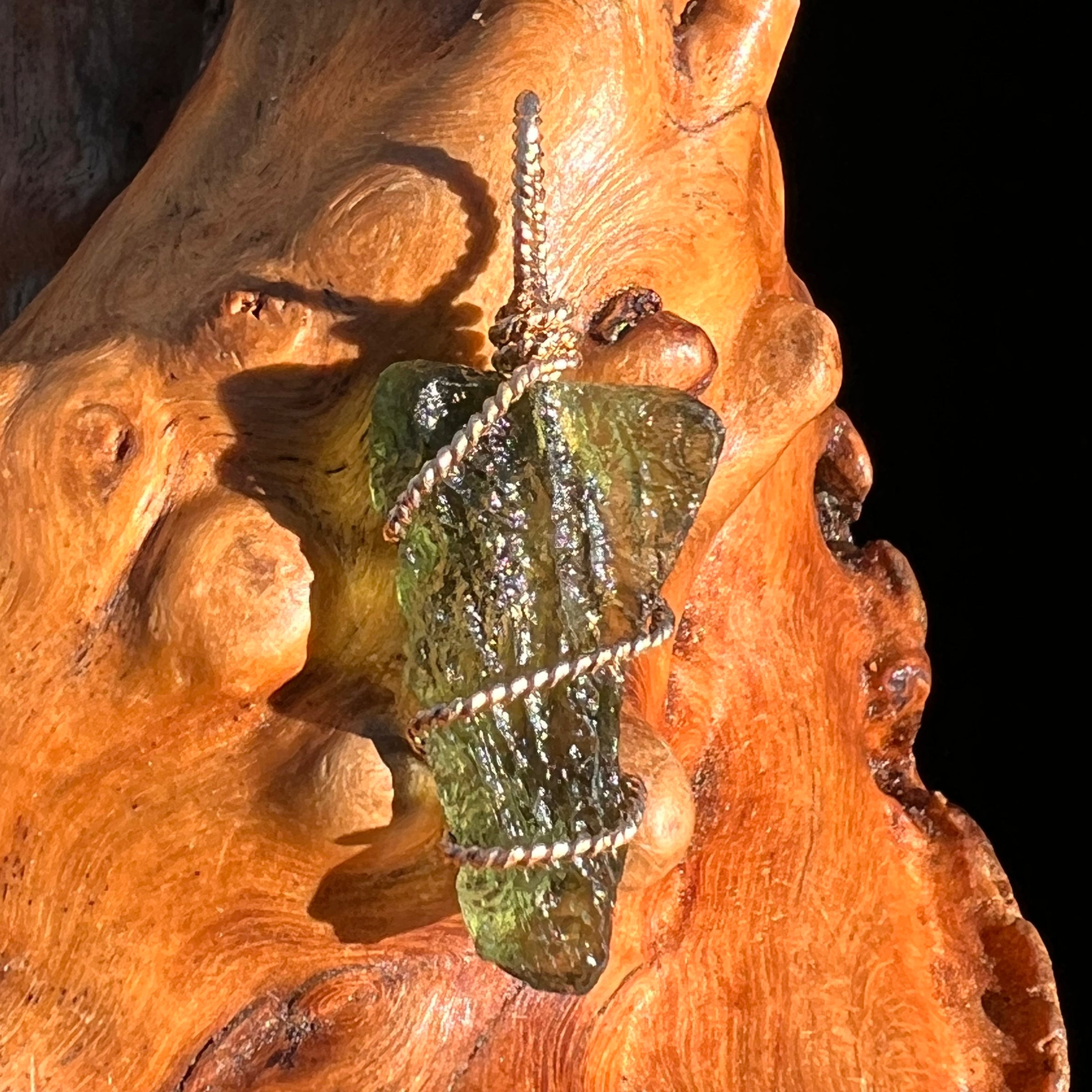 Moldavite Wire Wrapped Pendant 14k GF #8182-Moldavite Life