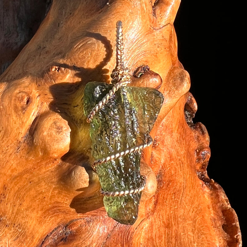 Moldavite Wire Wrapped Pendant 14k GF #8182-Moldavite Life