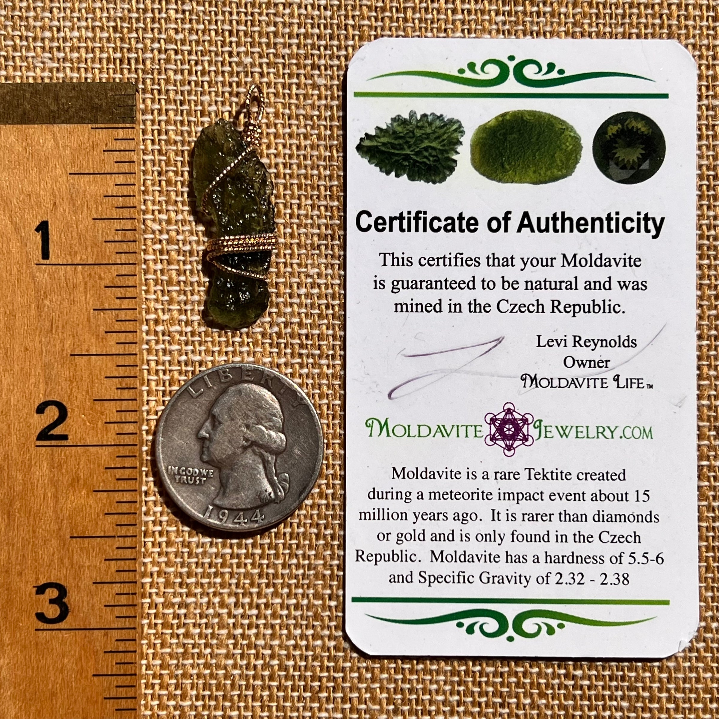 Moldavite Wire Wrapped Pendant 14k GF #8184-Moldavite Life