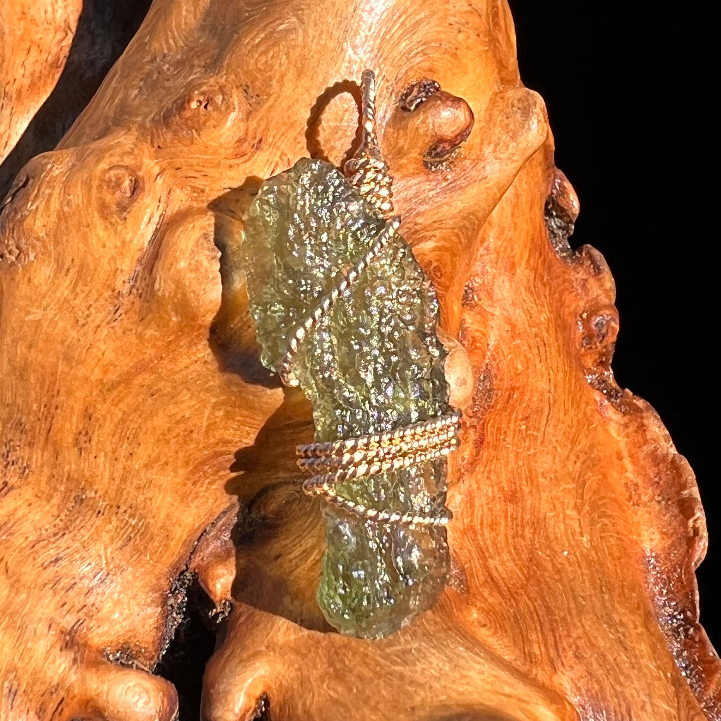 Moldavite Wire Wrapped Pendant 14k GF #8184-Moldavite Life