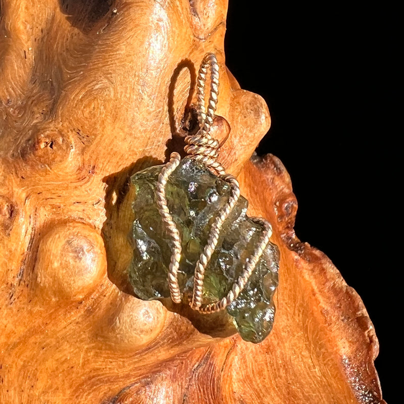 Moldavite Wire Wrapped Pendant 14k GF #8185-Moldavite Life