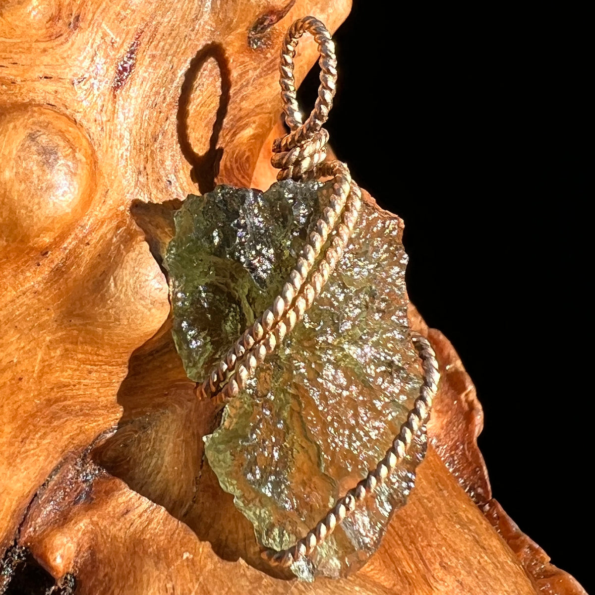 Moldavite Wire Wrapped Pendant 14k GF #8186-Moldavite Life