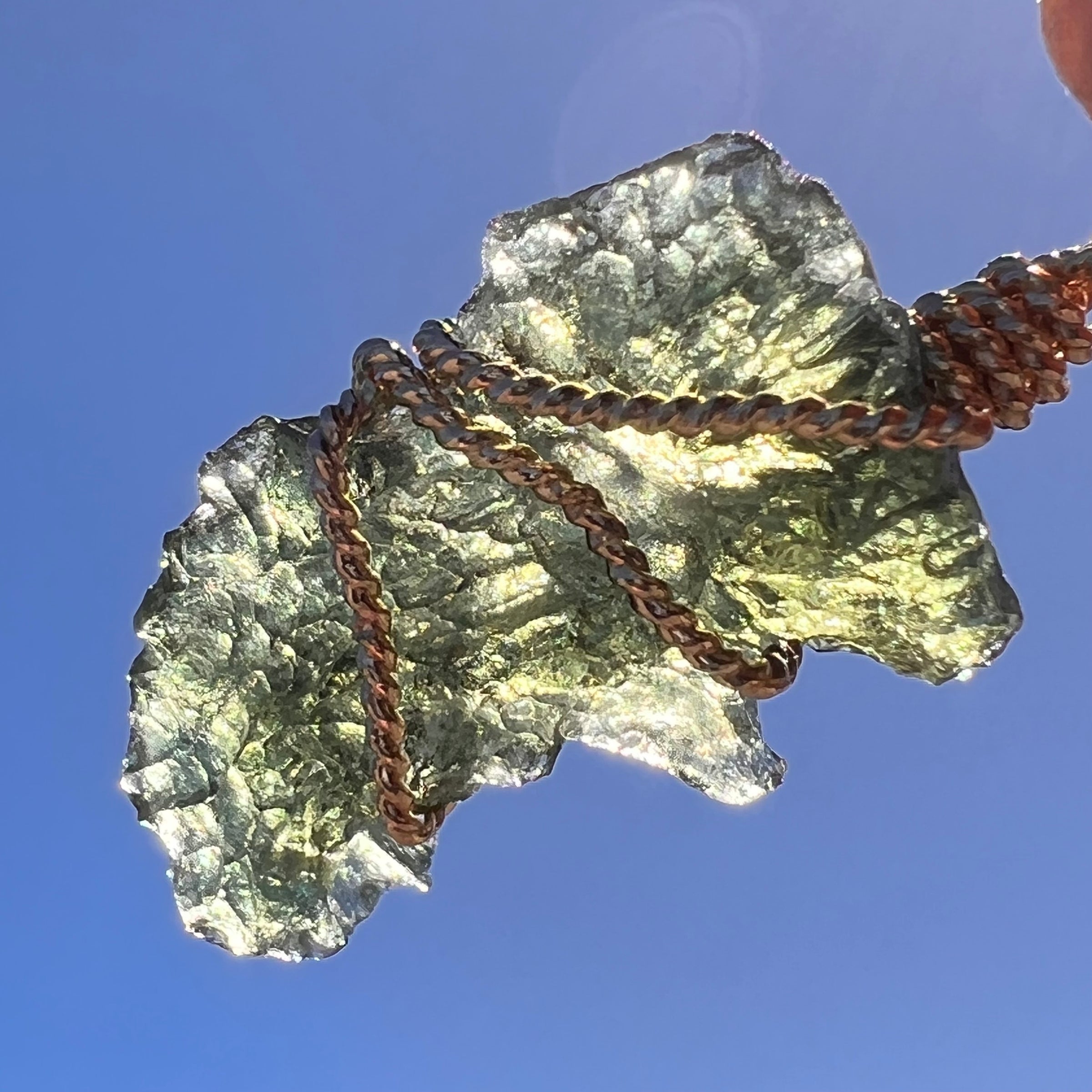 Moldavite Wire Wrapped Pendant 14k GF #8187-Moldavite Life