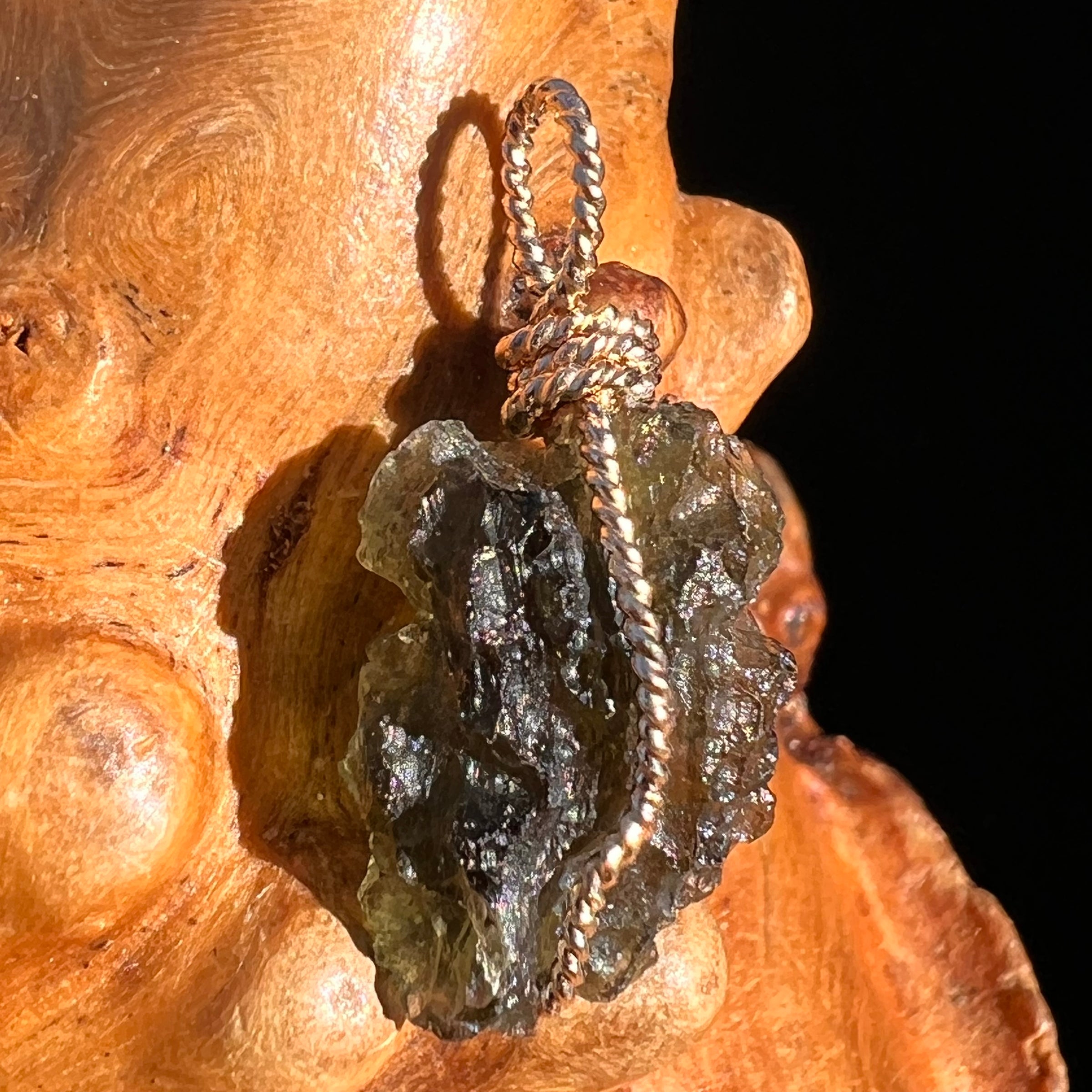 Moldavite Wire Wrapped Pendant 14k GF #8325-Moldavite Life