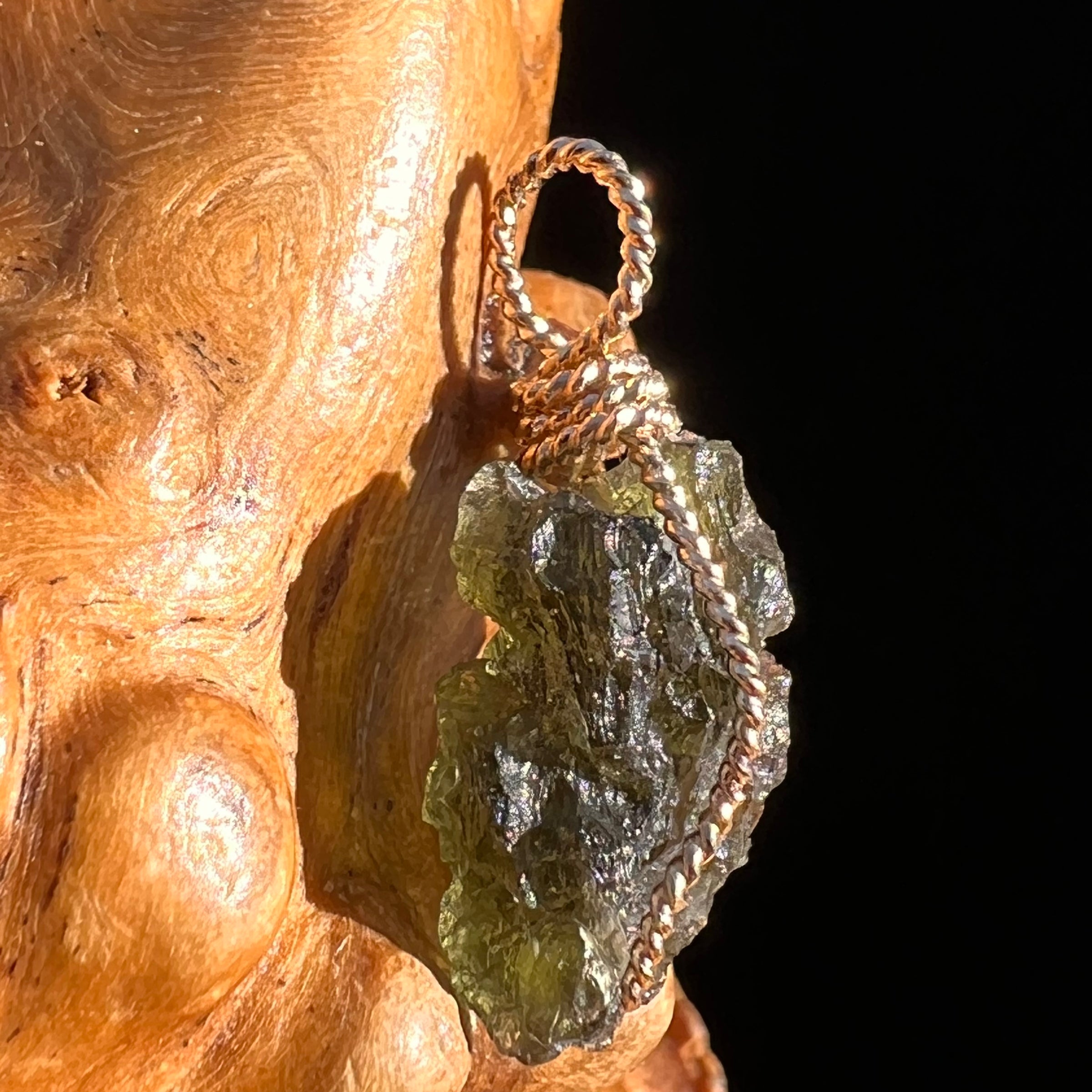Moldavite Wire Wrapped Pendant 14k GF #8325-Moldavite Life