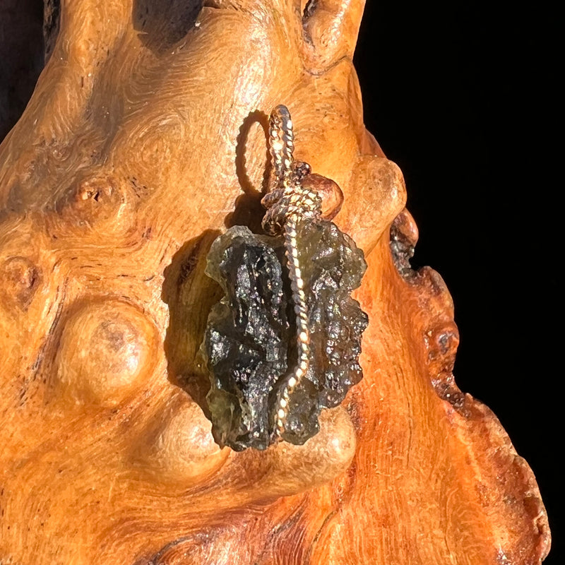 Moldavite Wire Wrapped Pendant 14k GF #8325-Moldavite Life