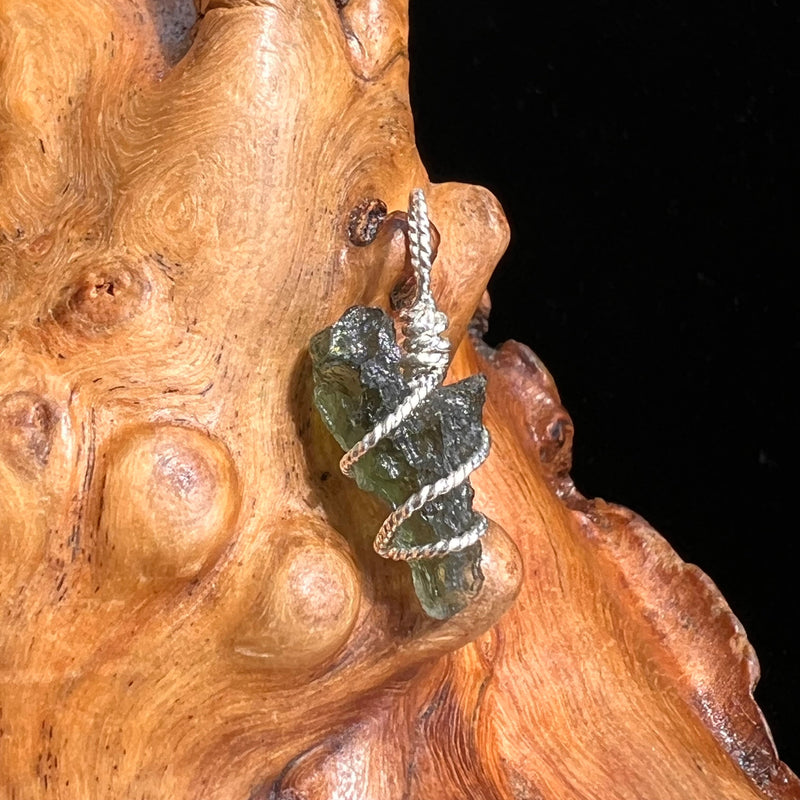 Moldavite Wire Wrapped Pendant Sterling Silver #5282-Moldavite Life