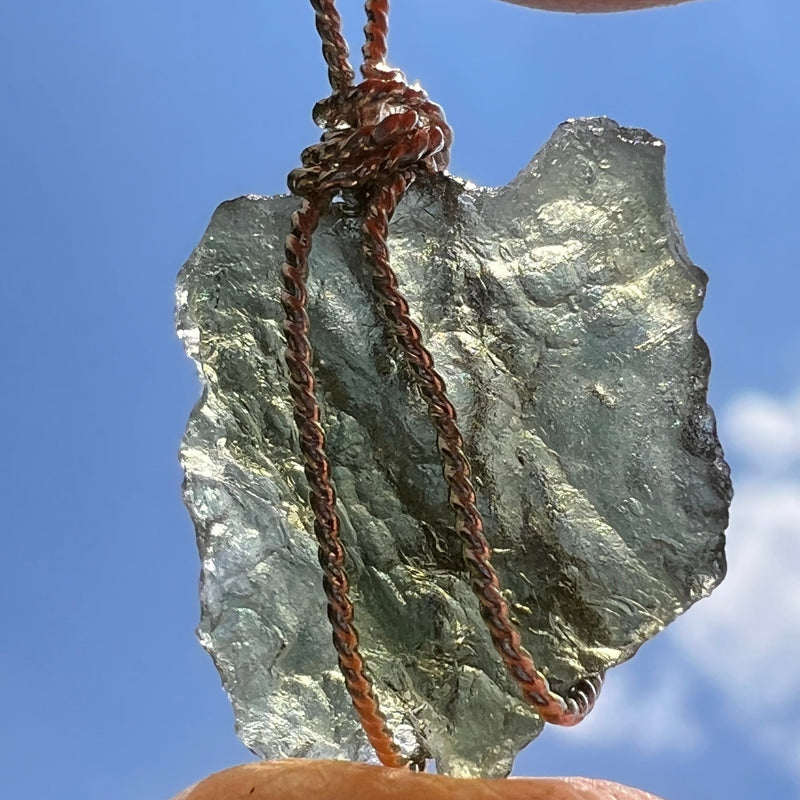 Moldavite Wire Wrapped Pendant Sterling Silver #5285-Moldavite Life