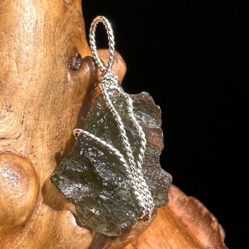 Moldavite Wire Wrapped Pendant Sterling Silver #5287-Moldavite Life