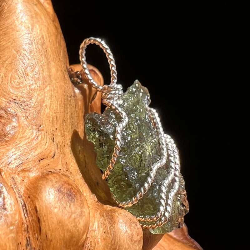 Moldavite Wire Wrapped Pendant Sterling Silver #5289-Moldavite Life
