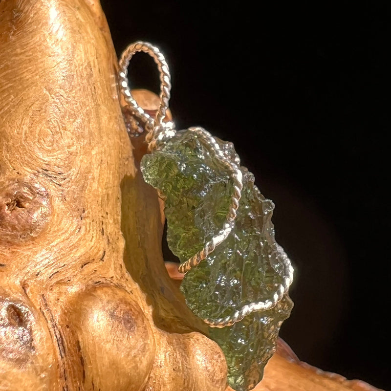 Moldavite Wire Wrapped Pendant Sterling Silver #5291-Moldavite Life