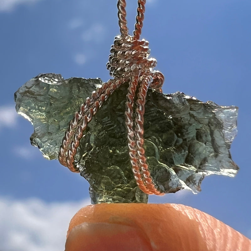 Moldavite Wire Wrapped Pendant Sterling Silver #5294-Moldavite Life