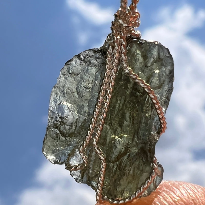 Moldavite Wire Wrapped Pendant Sterling Silver #5303-Moldavite Life