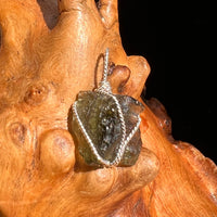 Moldavite Wire Wrapped Pendant Sterling Silver #5304-Moldavite Life