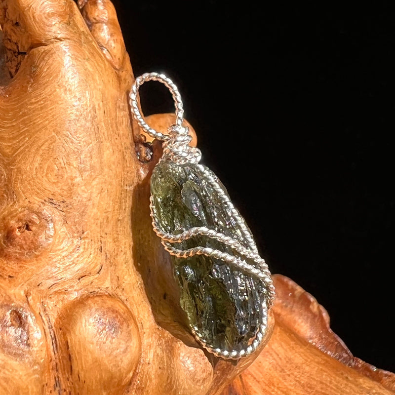 Moldavite Wire Wrapped Pendant Sterling Silver #5305-Moldavite Life
