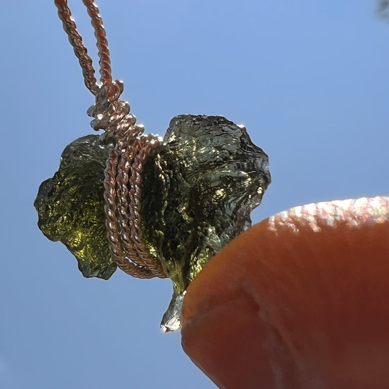 Moldavite Wire Wrapped Pendant Sterling Silver #5445-Moldavite Life