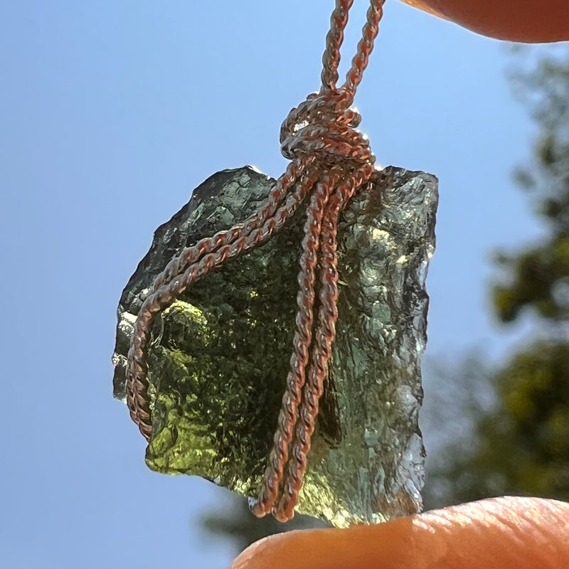 Moldavite Wire Wrapped Pendant Sterling Silver #5447-Moldavite Life