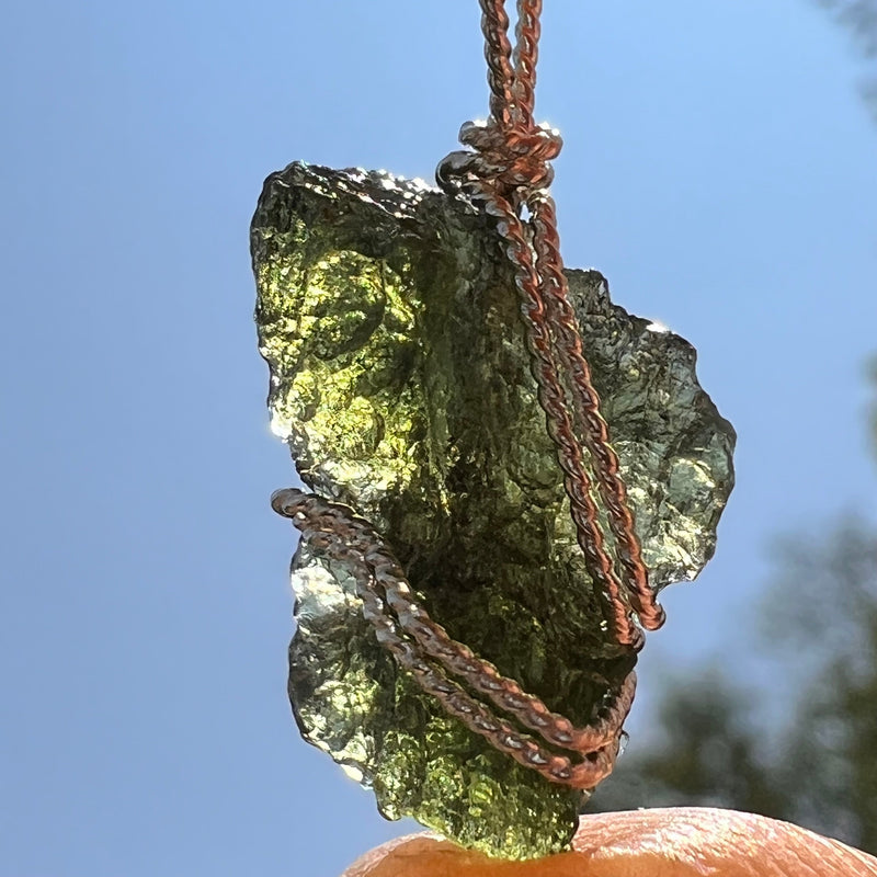 Moldavite Wire Wrapped Pendant Sterling Silver #5448-Moldavite Life