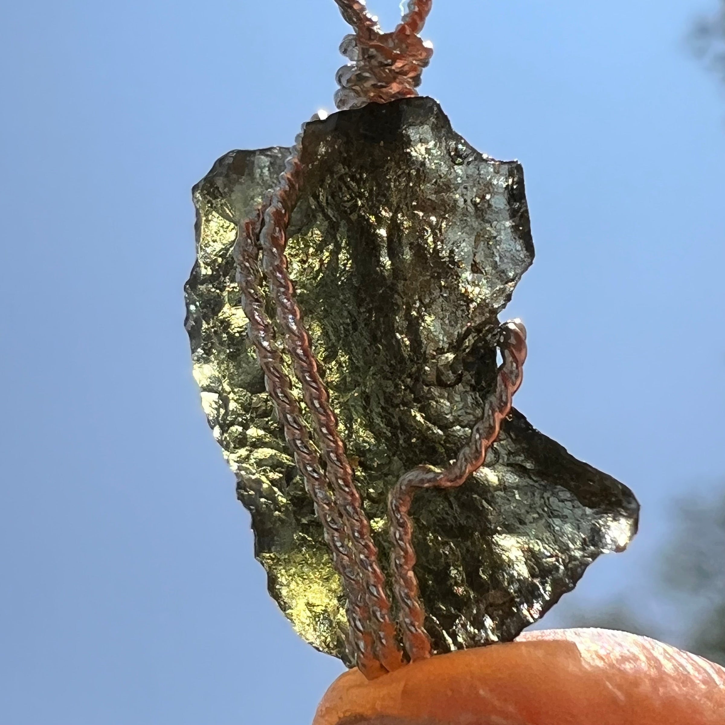 Moldavite Wire Wrapped Pendant Sterling Silver #5450-Moldavite Life