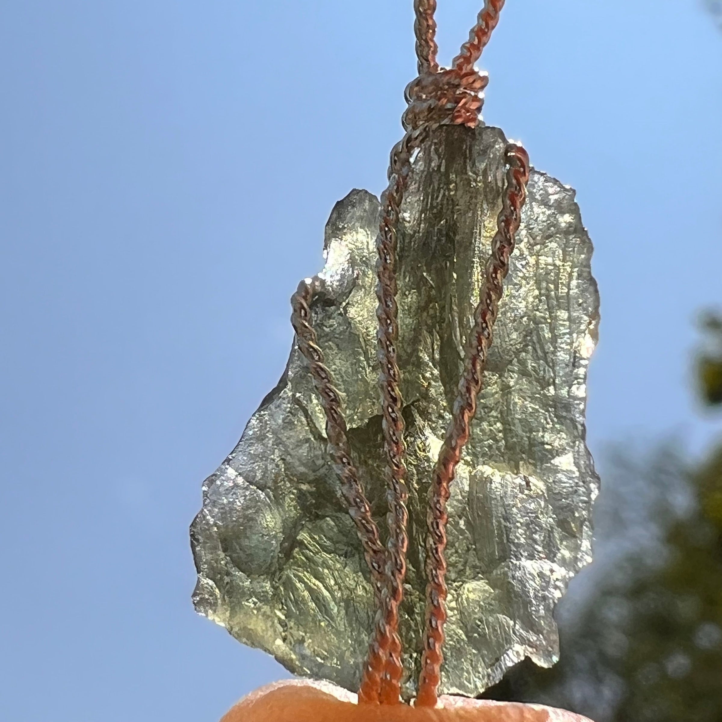 Moldavite Wire Wrapped Pendant Sterling Silver #5452-Moldavite Life